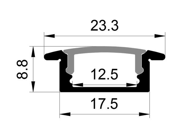 Aluminiumsprofil for innfelling, sort HL-B001 