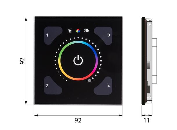 Illustris Panel Front 193GB RGB glass, sort 