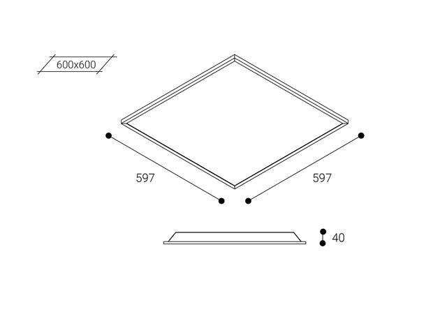 Luzerna Avant 60x60 3000K  IP54 MP Mikroprismatisk m/ 2m ledning og plugg 