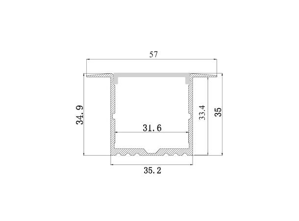 Aluminiumsprofil HL-BAPL017 Alu.profil 2M, innfelt, H= 34,9mm 