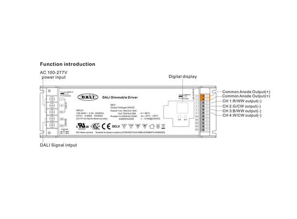 LED Driver 24V 200W RGBW/TW Dali 4ch DT6 4 kanaler 