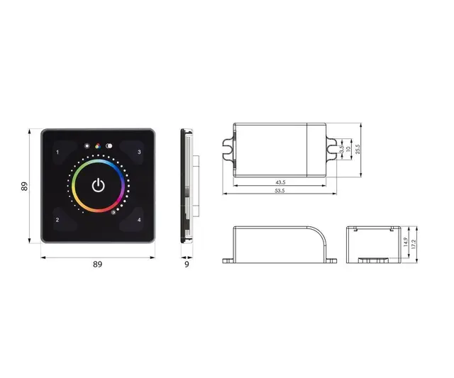 Illustris Power Kit 193PB Full farge kontroll, sort  plast 