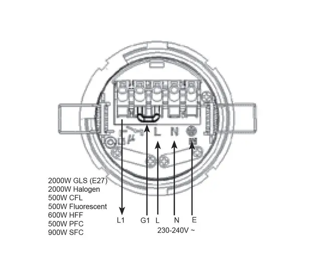 Standalone bevegelsessensor 230V Innfelt bevegelsessensor 230V 