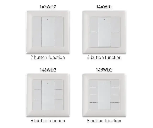 DIGIDIM 14xx D2 Bryterpanel Sort/hvit, 2/4/6/8 knapper 