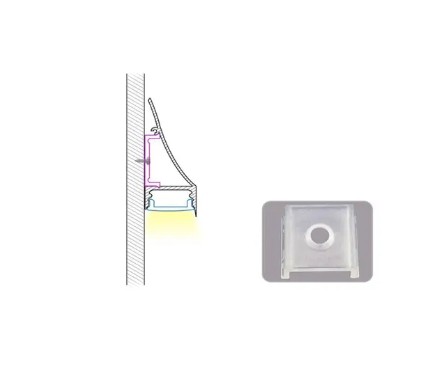 Aluminiumsprofil for utenpål. Mont. Indirekte belysning 