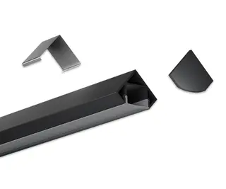 Aluminiumsprofil hjørne, sort HL-B007D 2M Sort Opal/Sort Avdekking  HL-B007D