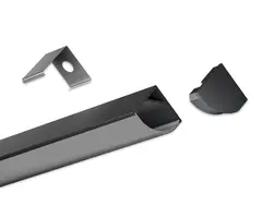 Aluminiumsprofil hjørne, sort 2M Opal/Sort Avdekking HL-B006B