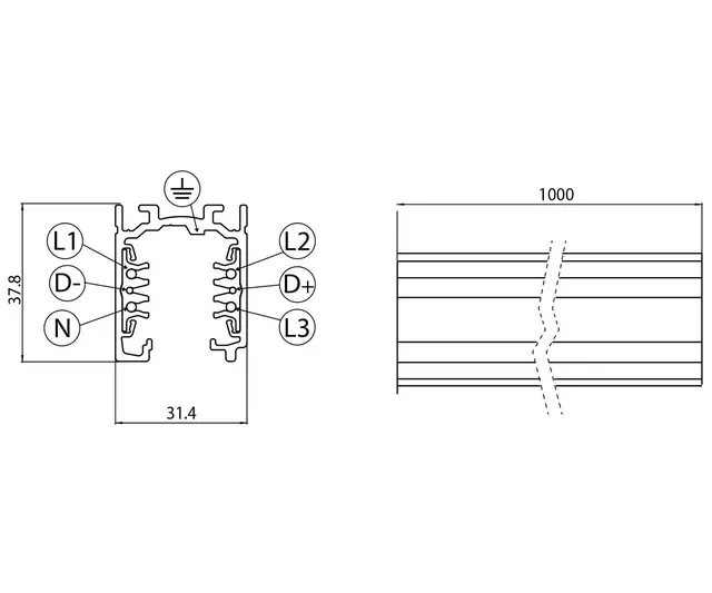 Onetrack Skinne DALI, Sort ,1 M 