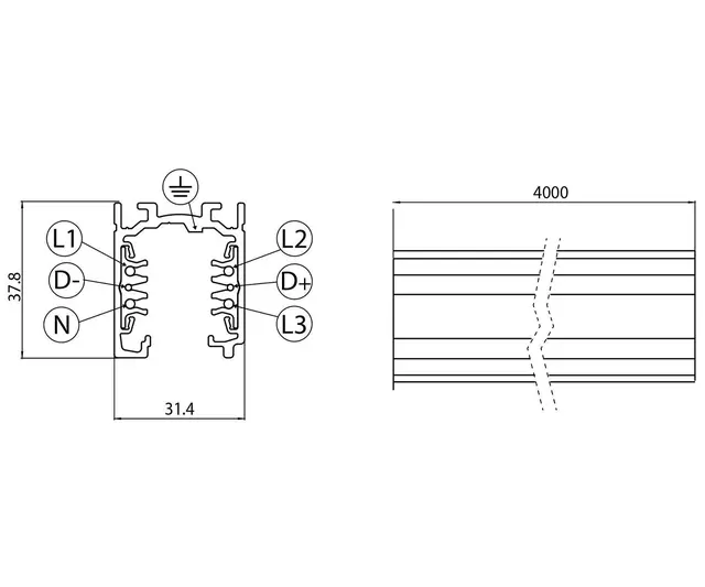Onetrack Skinne DALI, Sort 4 M 
