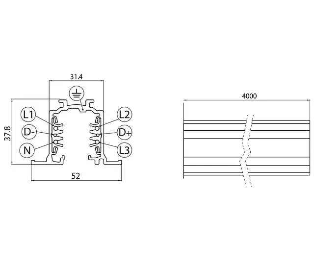 Onetrack Innfelt skinne DALI, Sort 4M 