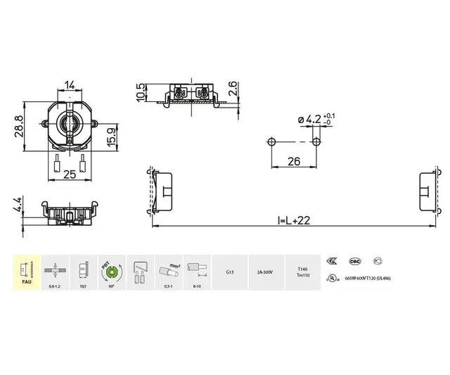 3345/FAU-10,5-TR,  lysr.h.G13,10,5mm Sneppfeste 