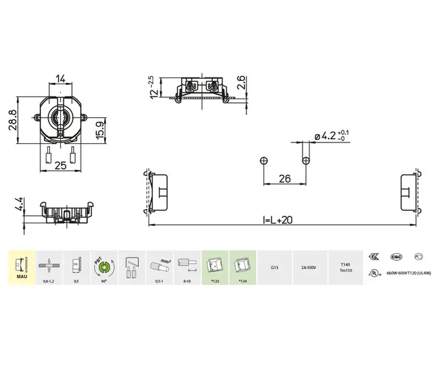 3345/MAU-9,5-TR lysrørh. G13, 9,2mm Snepp 