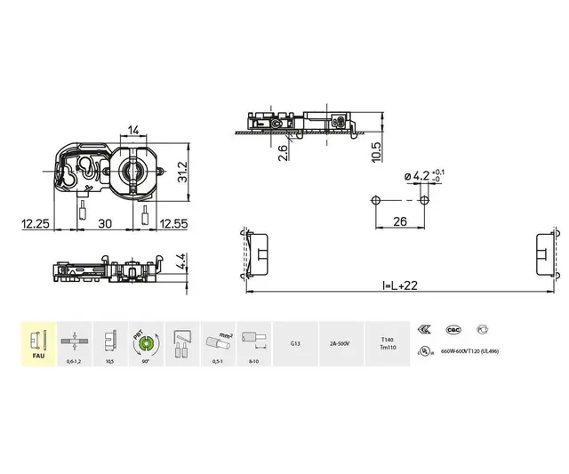 3345-C/FAU-10,5-TR  lysrørh.m/tennerh. 