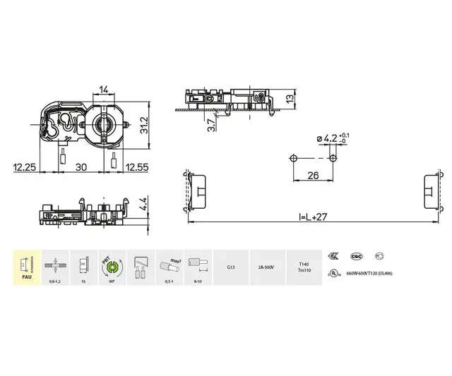 3345-C/FAU-13-TR  lysrørh. m/tennerh. 