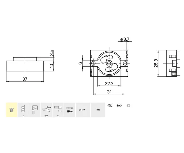 26.513.5004.50, tennerholder, skrufeste 