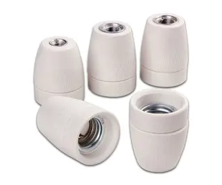 Porselensholder, E27, 13mm nippelfeste