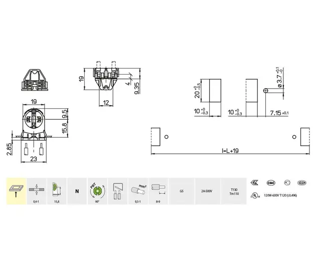 289/N-15-TR, lysrørh.T5 Snap in 
