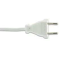 Ledning 2x0,75 m plugg , 2m, Hvit 2x0,75mm, m/Europlugg , 2m