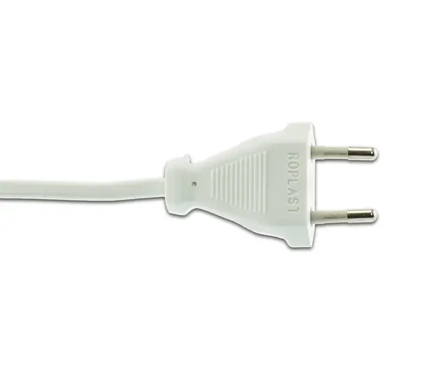 Ledning 2x0,75 m plugg , 2m, Hvit 2x0,75mm, m/Europlugg , 2m 