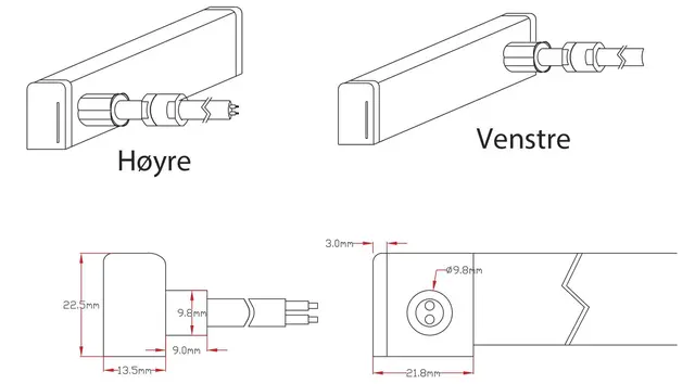 LED Neon F15 Tilførselskabel RGB og RGBW 