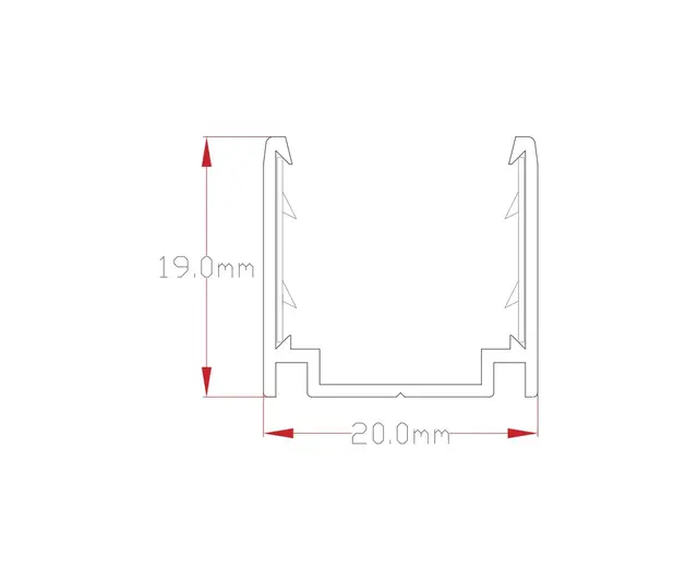 LED Neon F16 Alu. kanal 1m Innv.lås Aluminium 1m 