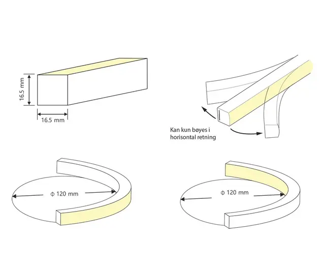 LED Neon F16 24V 10W IP68 Toppbelyst 