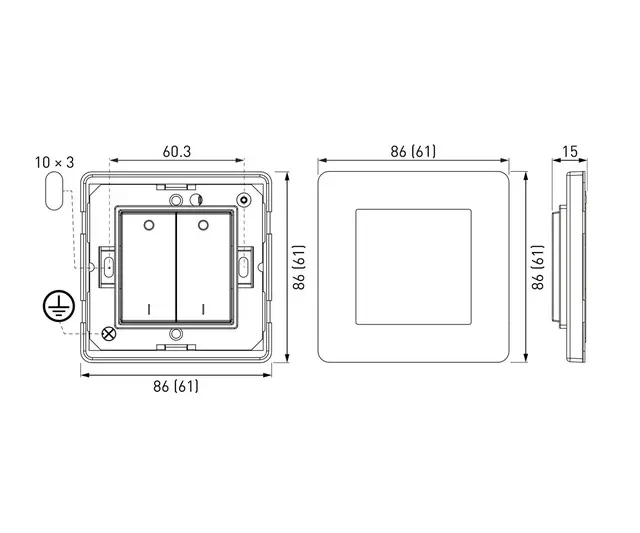 Digidim 183B, EnOcean Panel Singel 2 Opp/ned, Sort 