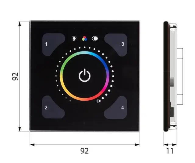 Illustris Panel front full farge kontrol Sort eller hvit 