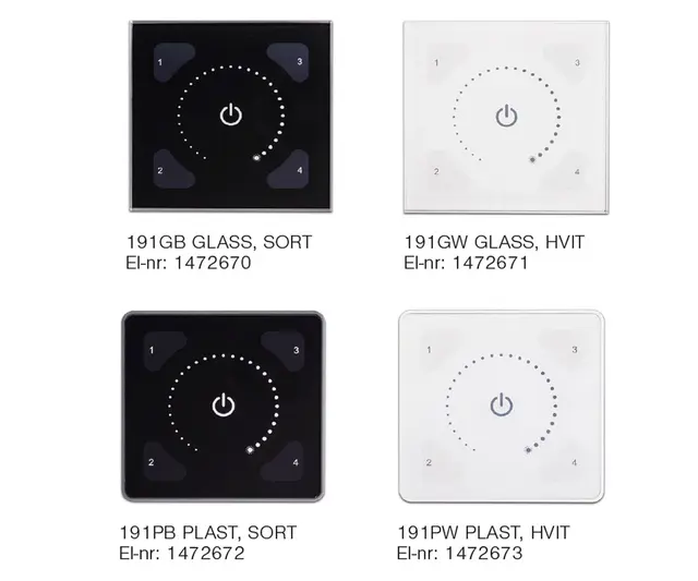 Illustris Panel front standard dimming Sort eller hvit 