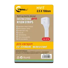 Nylon strips 2.5x100 Hvit 100 stk