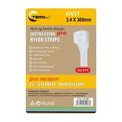 Nylon strips 3.4x300 Hvit 100 stk