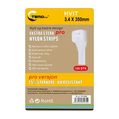 Nylon strips 3.4x350 Hvit 100 stk