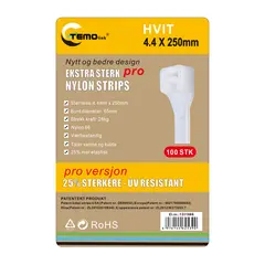 Nylon strips 4.4x250 Hvit 100 stk