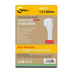 Nylon strips 7.2x200 Hvit 100 stk