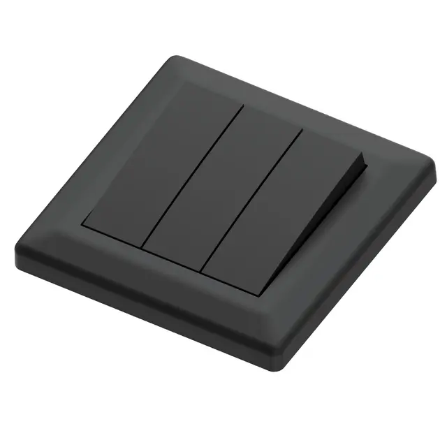 Bryter 16A/1+1+1 sort innfelt 1+1+1 pol 