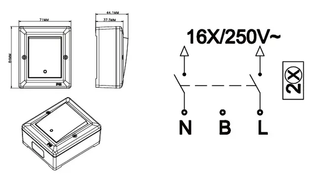 Bryter IP55 16A/2 polarhvit 2 pol 