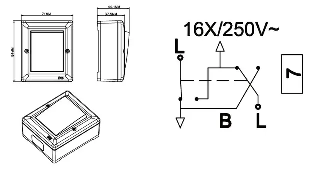 Bryter IP55 A/7 sort Kryssvender 
