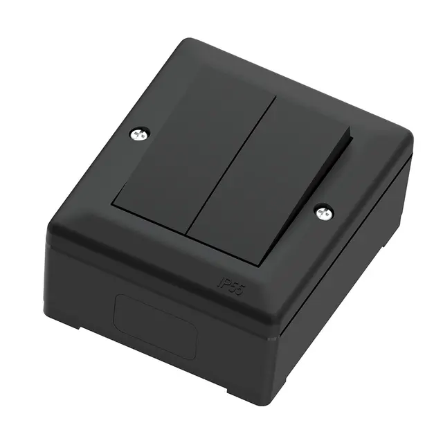 Bryter IP55 16A/1+1 sort 1+1 pol 