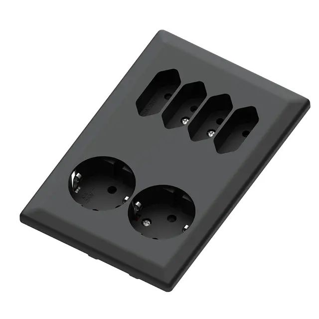 6-vei stikk 2+4 1,5 innfelt sort 16/j 