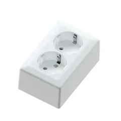 Dobbel stikk.påvegg 16A+/j polarhvit