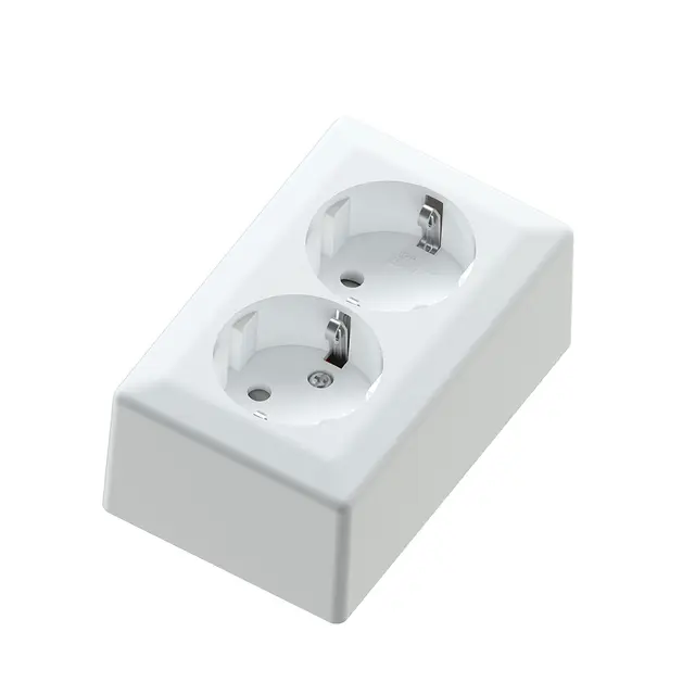 Dobbel stikk.påvegg 16A+/j polarhvit 