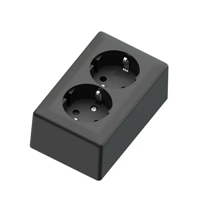 Dobbel stikk.påvegg 16A+/sort 