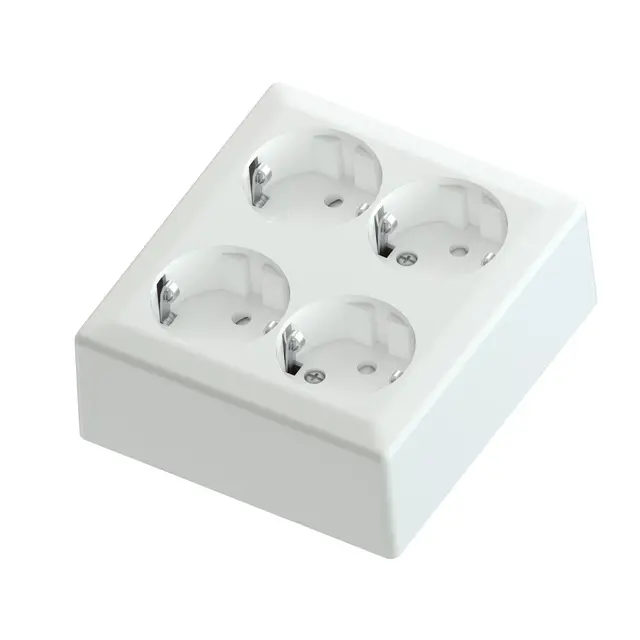 4-vei stikk. påvegg 16A+/j polarhvit 