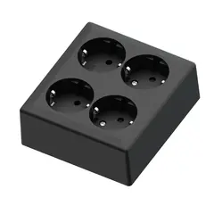 4-vei stikk. påvegg 16A+/j sort