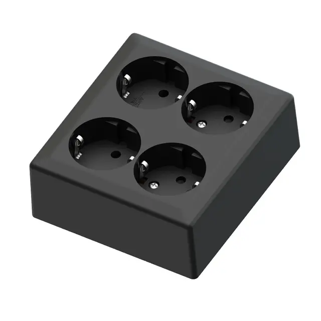 4-vei stikk. påvegg 16A+/j sort 