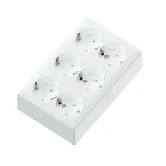 6-vei stikk.påvegg 16A+/j polarhvit