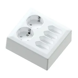 6-vei stikk påvegg 2+4 stikk 16A+/j hvit