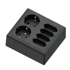 6-vei stikk påvegg 2 +4  16A+/j sort