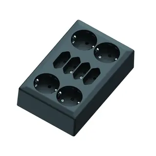 8-veis stikk påvegg 4+4 16A+/j sort