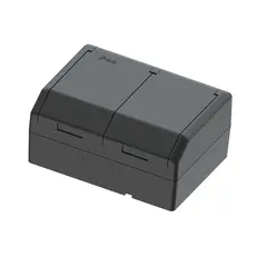 Dobbel stikk påvegg IP44 16A/j sort